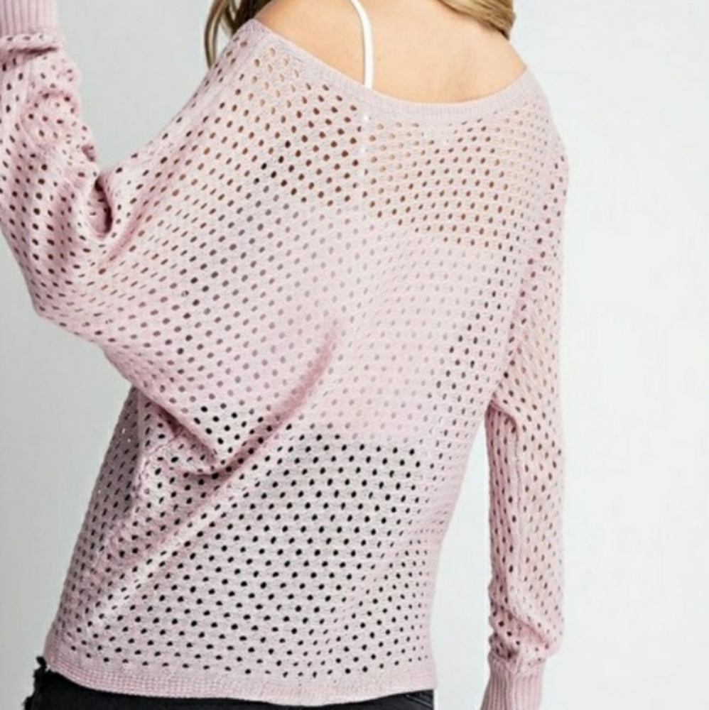 Black Eyelet Knit Sweater - Picture 3 of 6